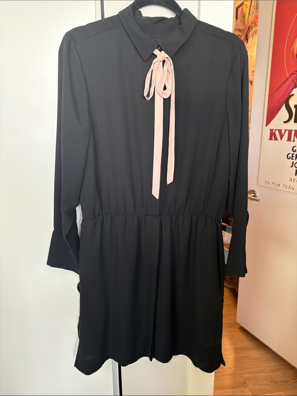 Banana Republic Black Mini Dress with Pink Tie